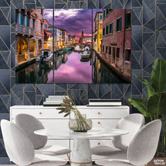 Venice Canal With Boats (3 Panel) Travel Wall Art - Prime Décor