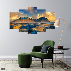 Vestrahorn Mountain at Sunset Iceland (5 Panel) Landscape Wall Art - Prime Décor