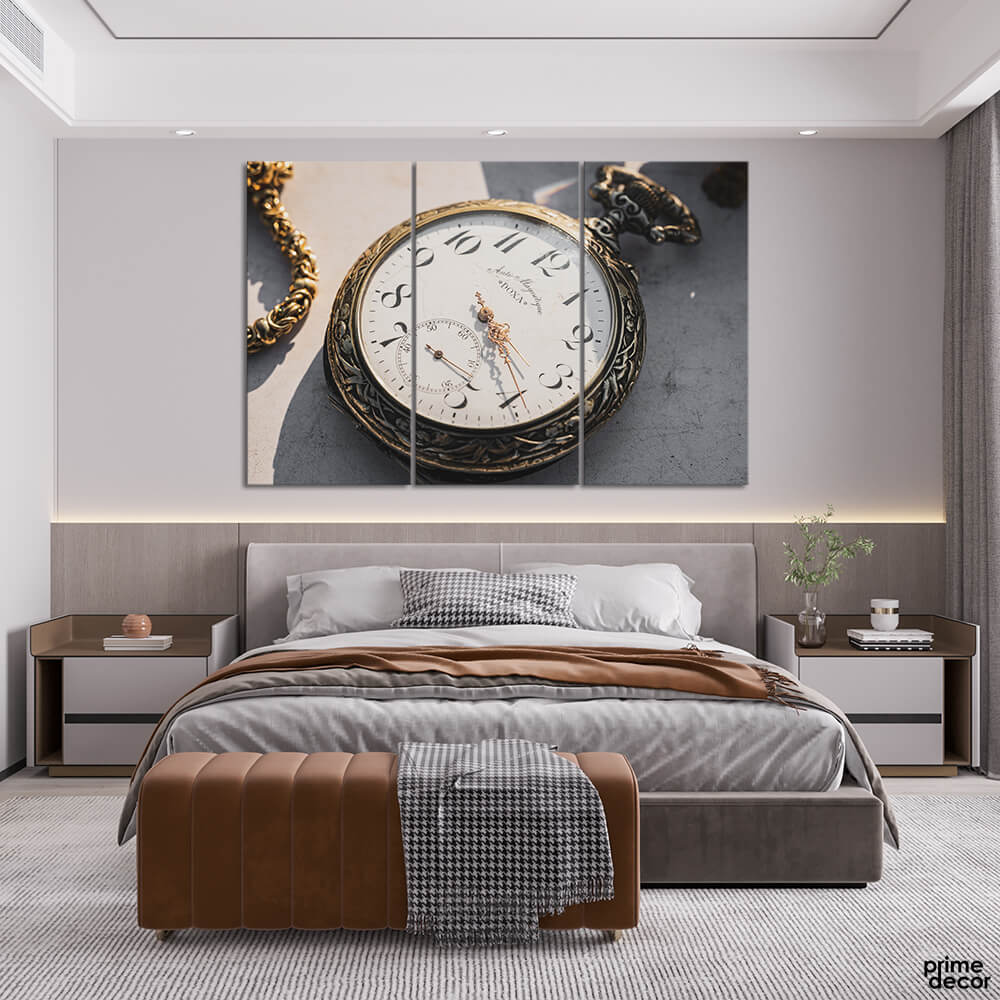 Vintage Pocket Watch (3 Panel) Fashion Wall Art - Prime Décor