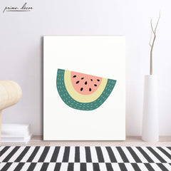 Watermelon Fruit Drawing Nursery Poster Art - Prime Décor