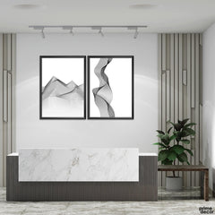 Waves in Abstract Line Art (2 Panel) Digital Wall Art - Prime Décor