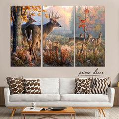 Wild Deer (3 Panel) Animal Wall Art - Prime Décor