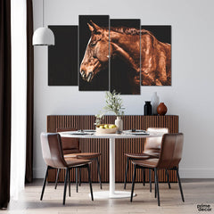 Wild Stallion Brown Horse (4 Panel) Animal Wall Art - Prime Décor