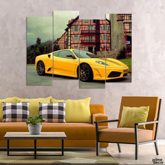 Yellow Italia Ferrari (4 Panel) Car Wall Art - Prime Décor