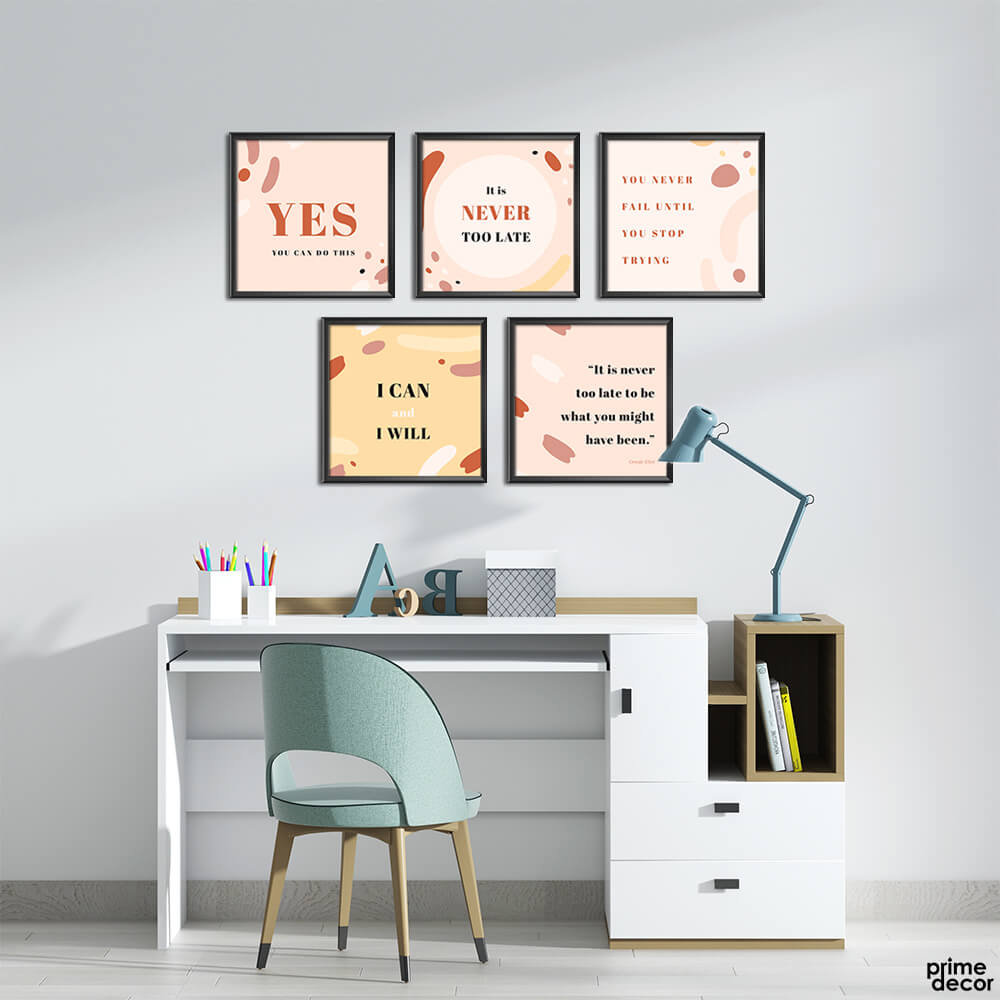 Yes You Can Do This Motivational Typography (5 Panel) Office Wall Art - Prime Décor