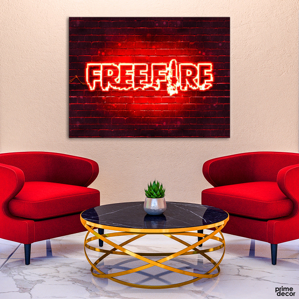 Freefire Neon Design (Single Panel) Game Wall Art - Prime Décor