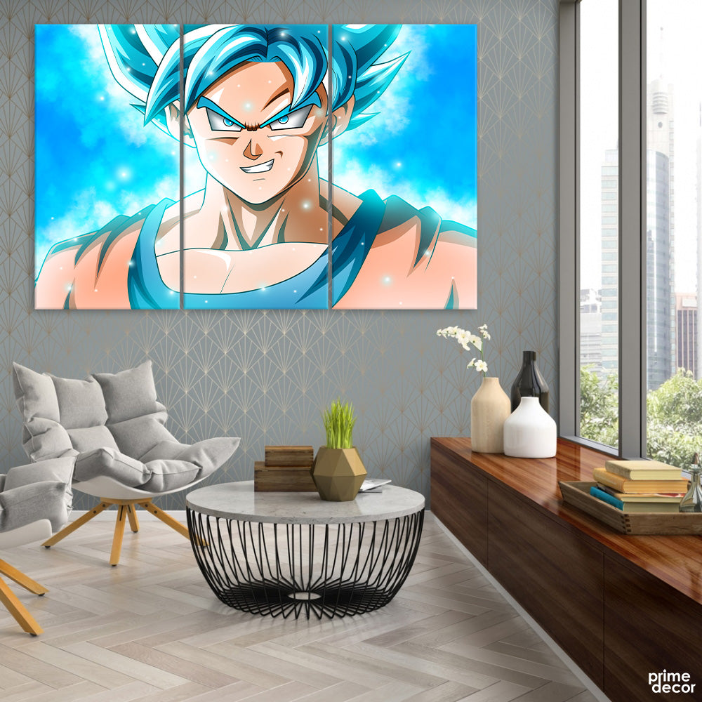 Son Goku Dragon Ball (3 Panel) Anime Wall Art - Prime Décor