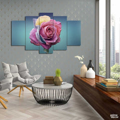 Colorful Flower Water Drops (5 Panels) | Floral Wall Art - Prime Décor