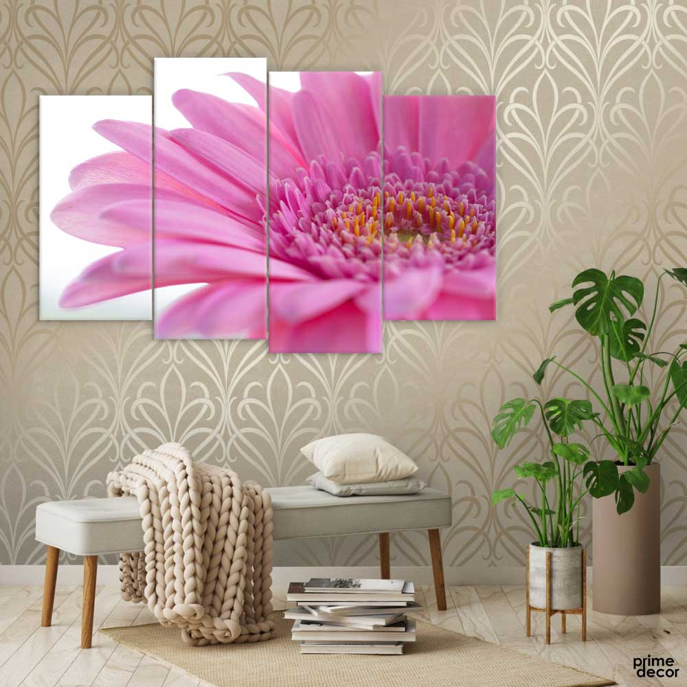Gerbera Beautiful Flower (4 Panel) | Floral Wall Art - Prime Décor