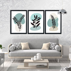 Flat Design Blue & Pink Theme (3 Panel) Nordic Wall Art - Prime Décor