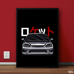 Honda Civic Black Vector | Cars Poster Wall Art On Sale - Prime Décor