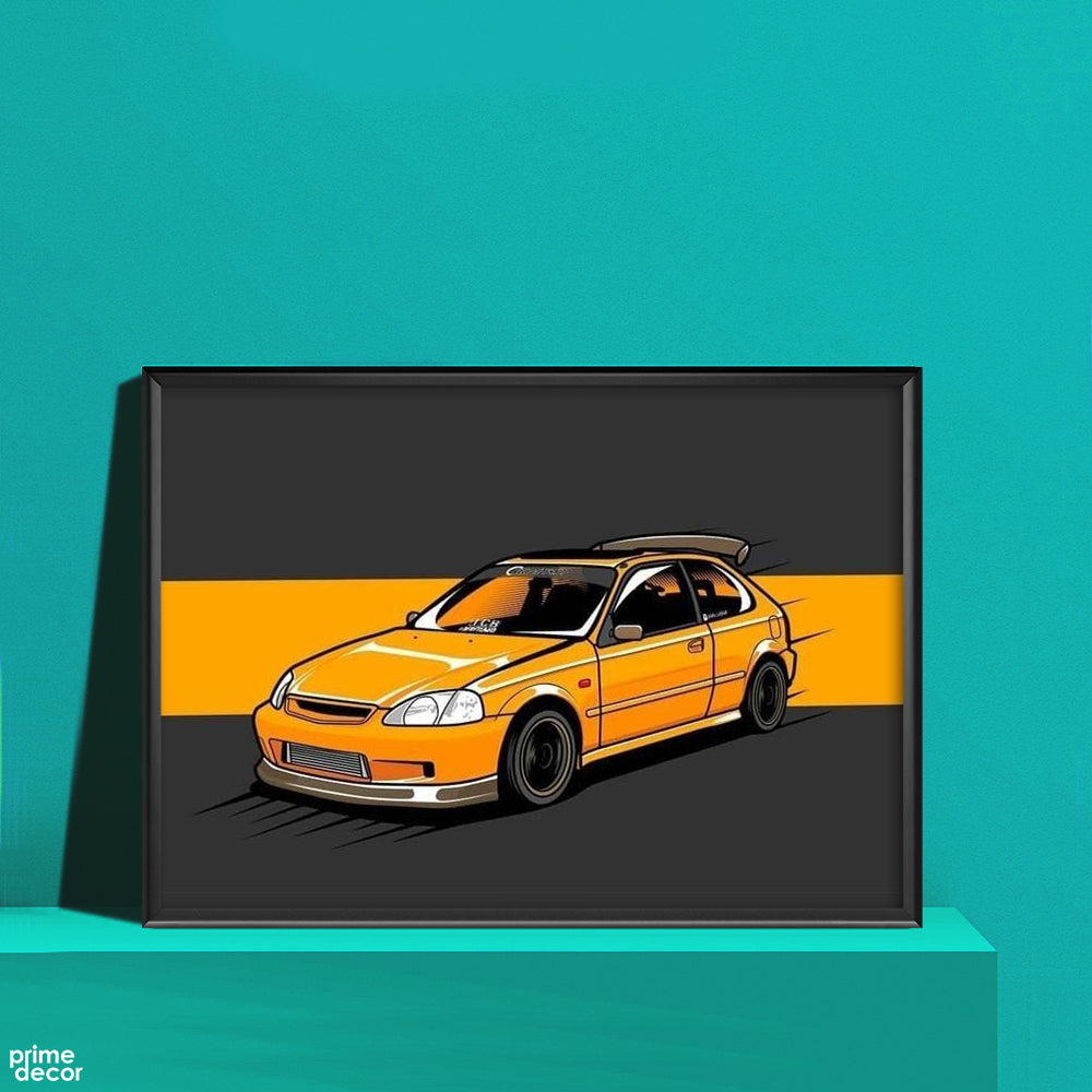 Honda Civic Vector | Cars Poster Wall Art - Prime Décor