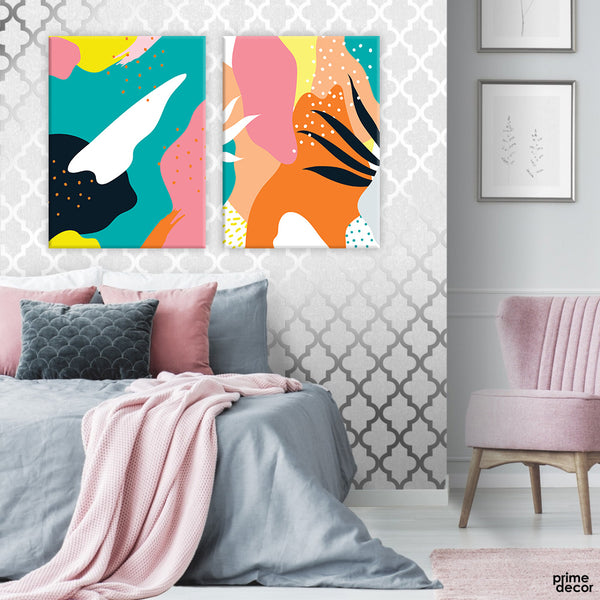 Colorful Memphis Design (2 Panel) Digital Wall Art - Prime Décor