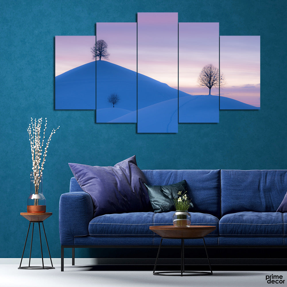 Hills Winter Sunset (5 Panel) Nature Wall Art - Prime Décor