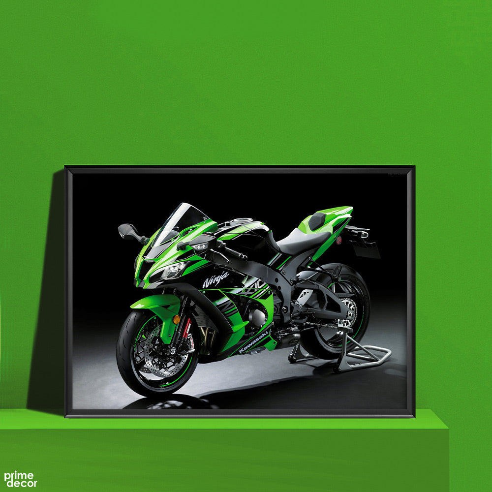 H2r Green and Black Heavy Bike | Bike Poster Wall Art - Prime Décor