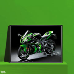 H2r Green and Black Heavy Bike | Bike Poster Wall Art - Prime Décor