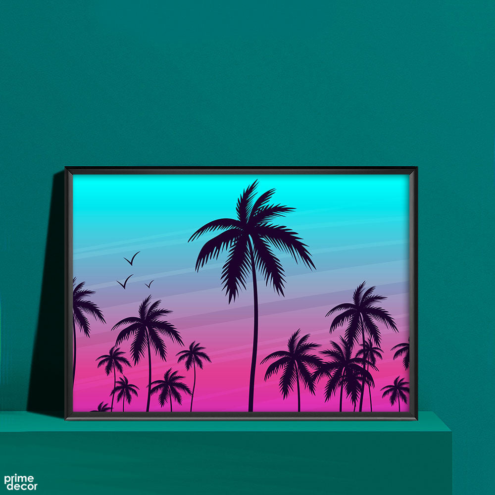 Sunset Sea Vectors | Illustration Poster Wall Art - Prime Décor