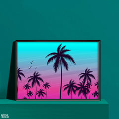 Sunset Sea Vectors | Illustration Poster Wall Art - Prime Décor