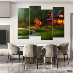 Fairytale Forest Night View (4 Panel) Nature Wall Art - Prime Décor