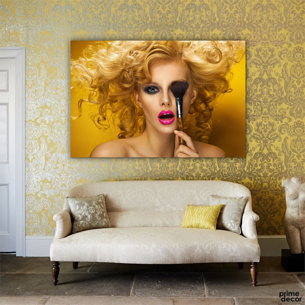 Girl Makeup Gold Background (Single Panel) | Fashion Wall Art - Prime Décor