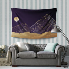 Golden Mountain & Moon  | Nature Tapestry - Prime Décor