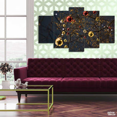 Ornaments Free Lights & Balls (5 Panels) | Lights Wall Art - Prime Décor