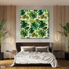 Green Tropical Style Leaves (Single Panel) Square Wall Art