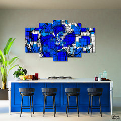 Blue Arrangements Abstract (5 Panel) | Modern Wall Art - Prime Décor