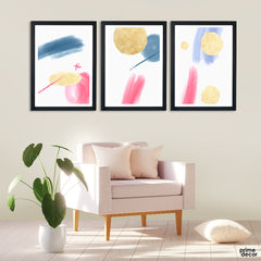 Pink & Blue Collection (3 Panel) Abstract Wall Art - Prime Décor