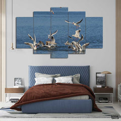 SeaGulls WaterBird (5 Panel) Nature Wall Art - Prime Décor