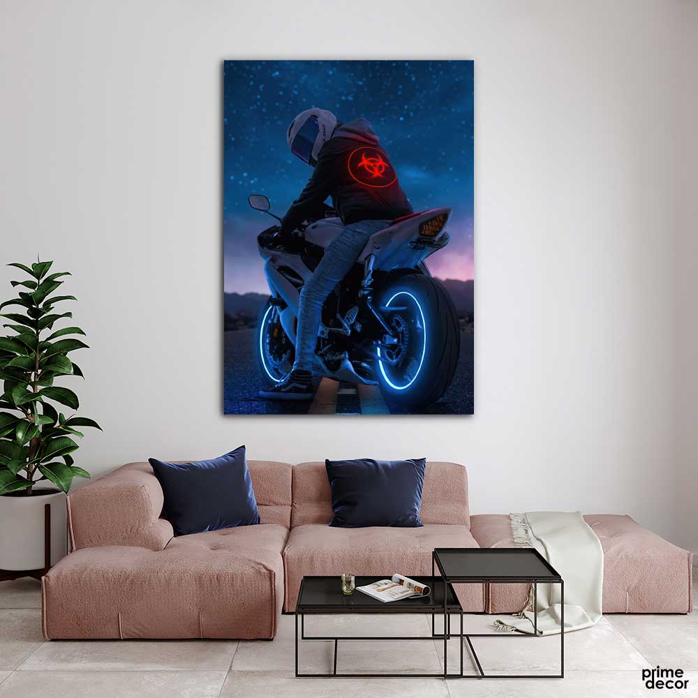 Neon Biker | Sports Poster Wall Art - Prime Décor