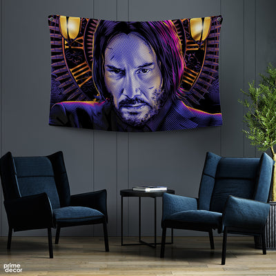 John Wick Purple Line Art| Movie Tapestry On Sale - Prime Décor