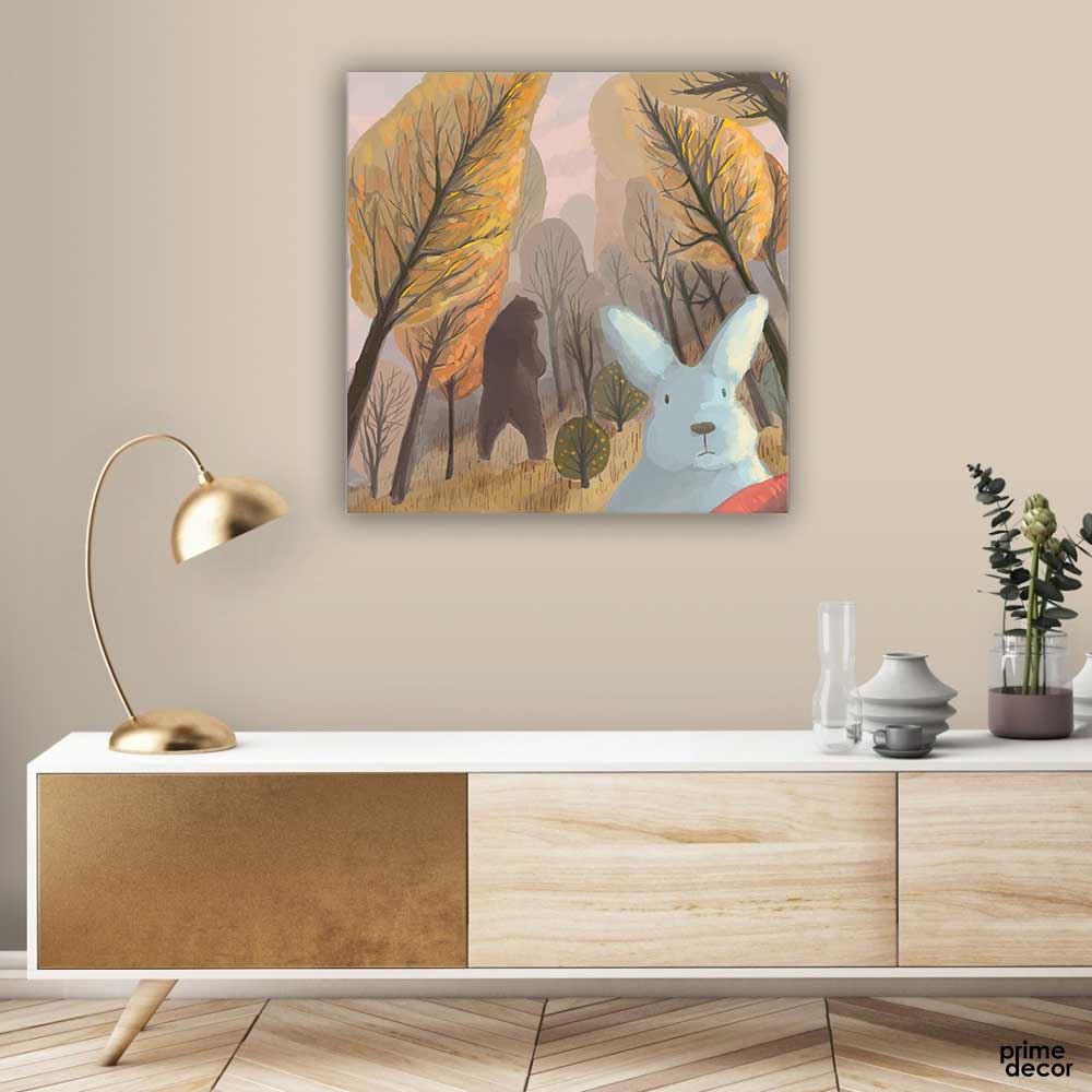 Forest Autumn Animal (Single Panel) Square Wall Art - Prime Décor