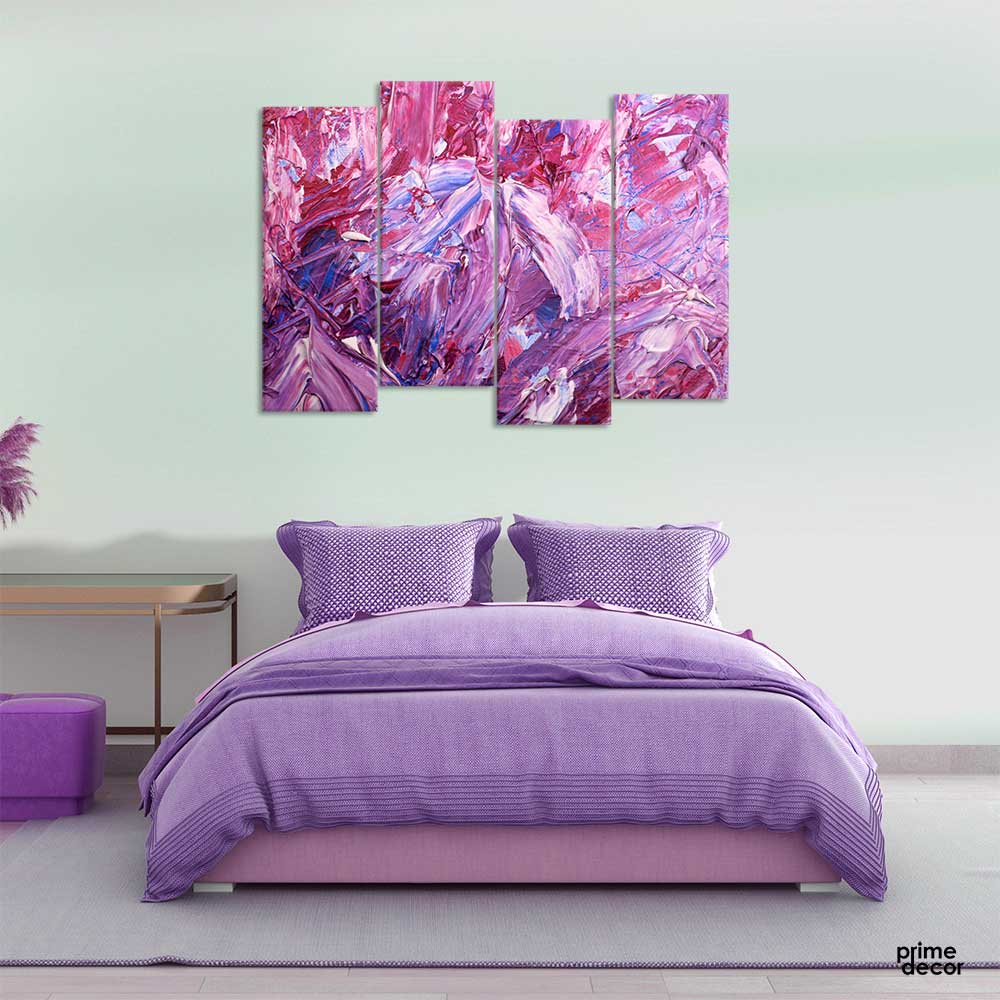 Pink & Purple Abstract Painting (4 Panel) | Wall Art - Prime Décor
