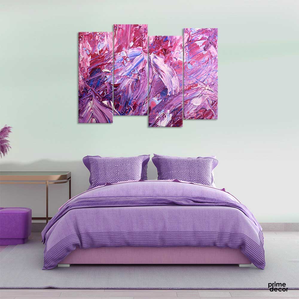 Pink & Purple Abstract Painting (4 Panel) | Wall Art– Prime Décor