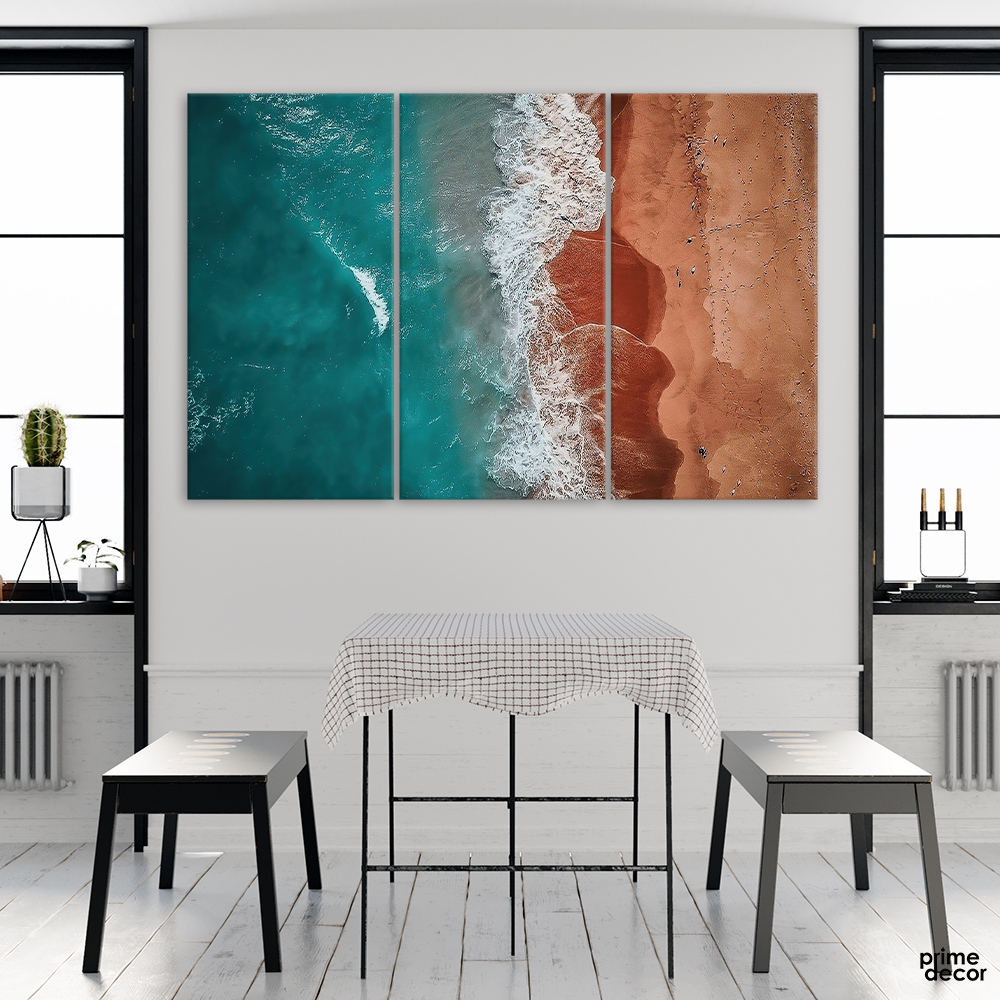 Mindfulness view of Pink Beach (3 Panel) Nature Wall Art - Prime Décor