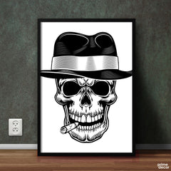 Skull Sketch with Hat |  Poster Wall Art - Prime Décor
