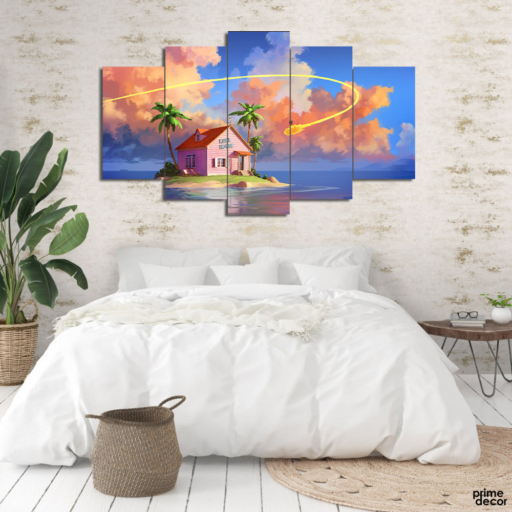 Dragon Ball island Digital Art (5 Panels) | Vector Wall Art - Prime Décor