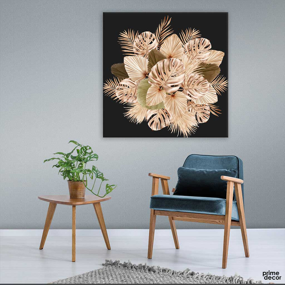 Watercolor Summer Floral Leaves (Single Panel) Square Wall Art - Prime Décor