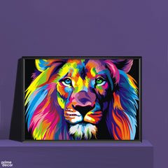 Lion Colorful Painting | Animal Poster Wall Art - Prime Décor