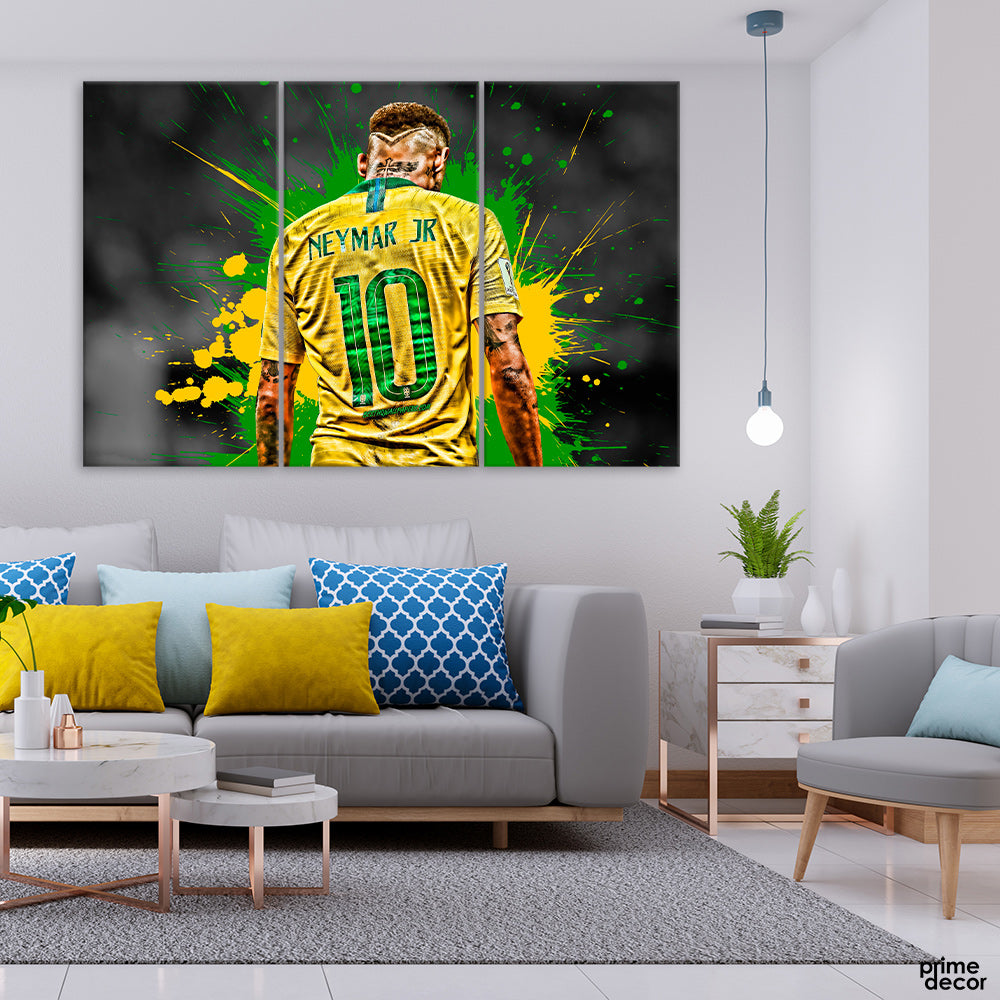 Neymar Soccer Player (3 Panel) Sports Wall Art - Prime Décor